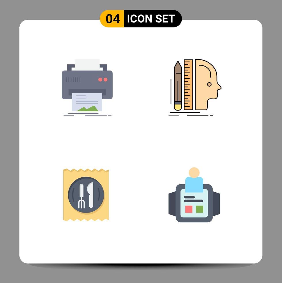 Modern Set of 4 Flat Icons Pictograph of digital thinking hardware human hotel Editable Vector Design Elements
