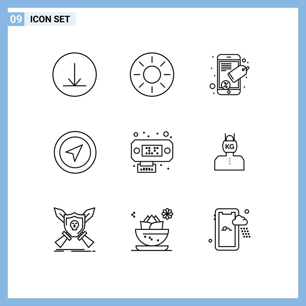 Set of 9 Modern UI Icons Symbols Signs for head data mobile connection pointer Editable Vector Design Elements