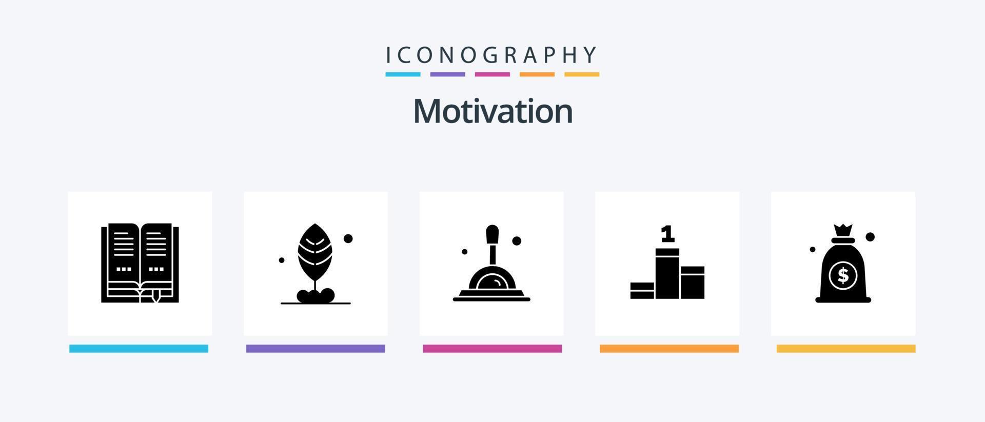 paquete de iconos de glifo 5 de motivación que incluye . búsqueda profunda. bolso. dólar. diseño de iconos creativos vector