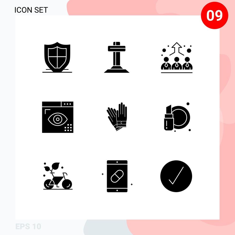 9 User Interface Solid Glyph Pack of modern Signs and Symbols of programing development easter design management Editable Vector Design Elements