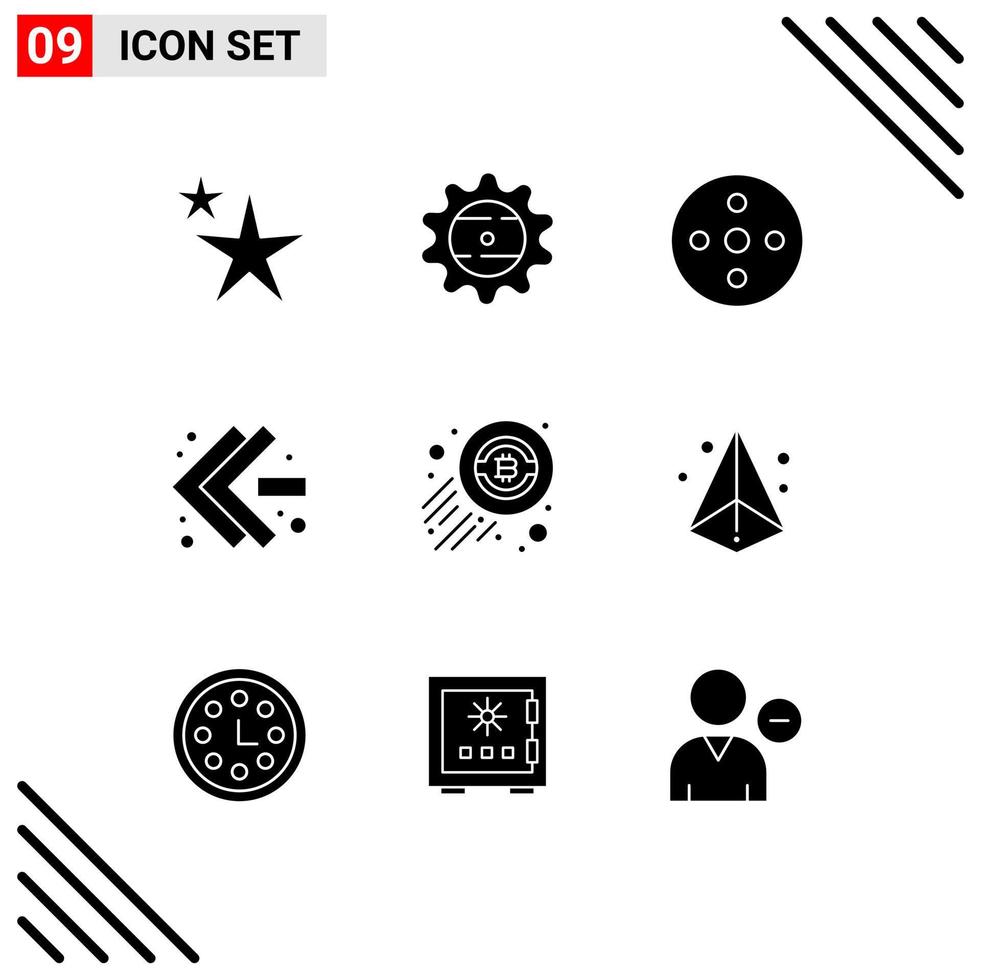 paquete de iconos de vector de stock de 9 signos y símbolos de línea para elementos de diseño de vector editables de avance rápido de bitcoin de dinero económico