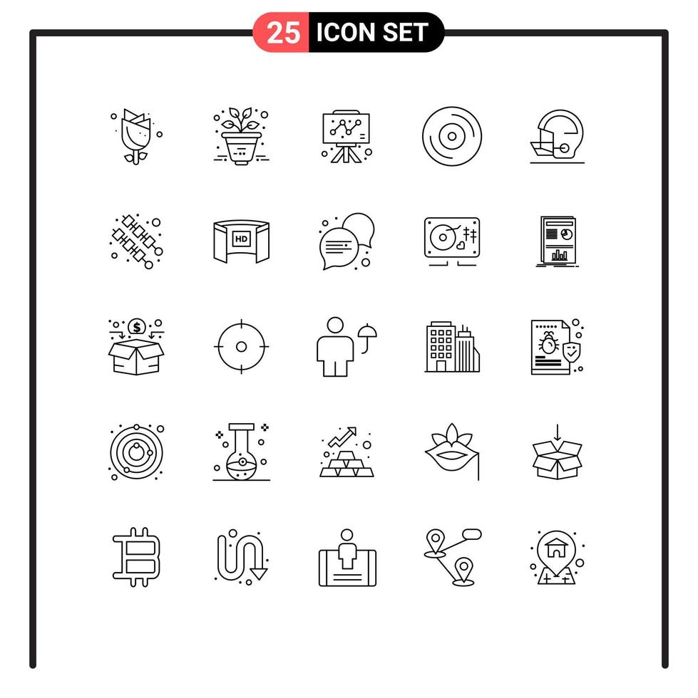 Modern Set of 25 Lines and symbols such as sport safety business helmet dj Editable Vector Design Elements