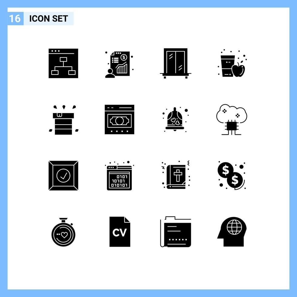 16 Creative Icons Modern Signs and Symbols of dry juice profit glass apple juice Editable Vector Design Elements