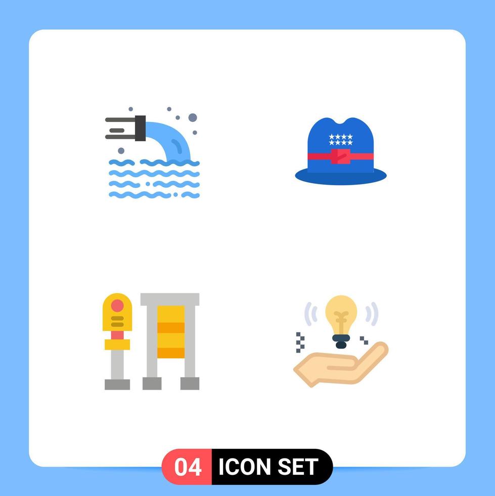 Mobile Interface Flat Icon Set of 4 Pictograms of pipe station sewage american business Editable Vector Design Elements