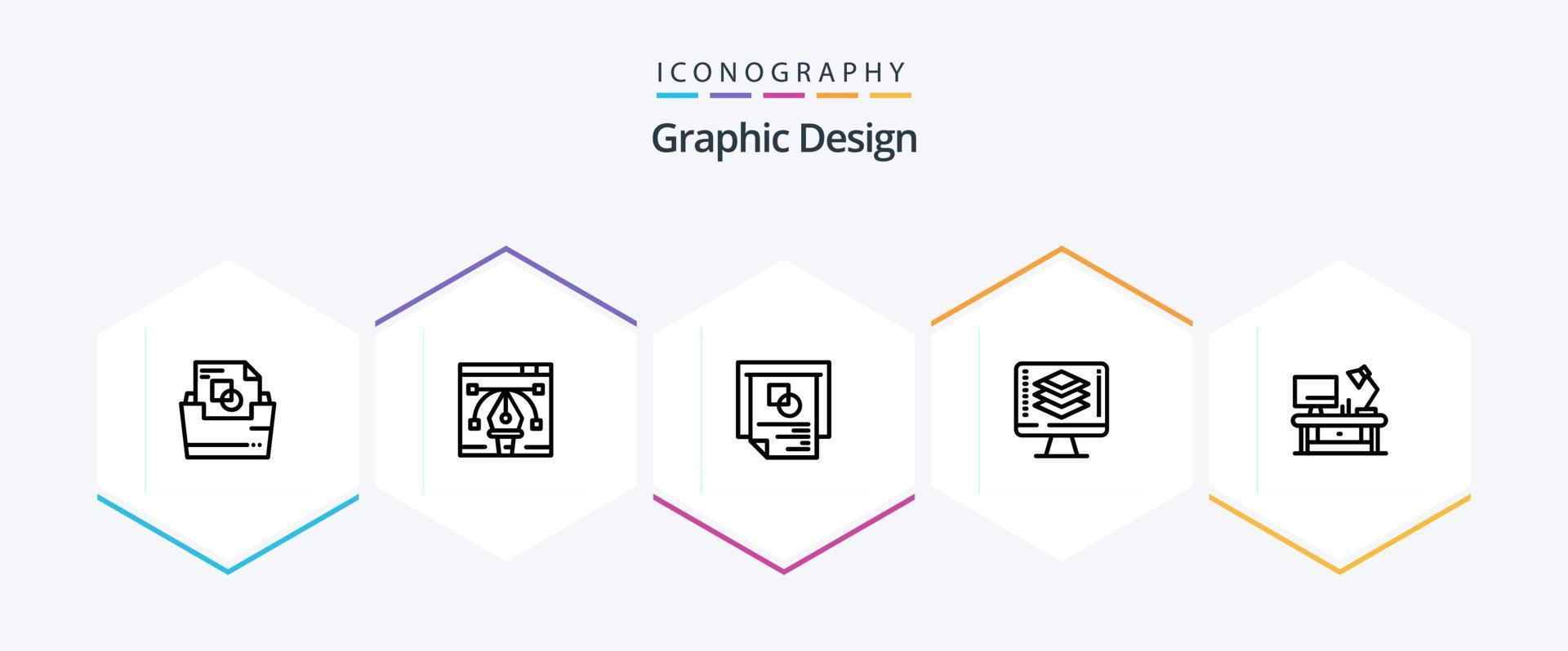 Graphic Design 25 Line icon pack including code . illustration . success. layout vector