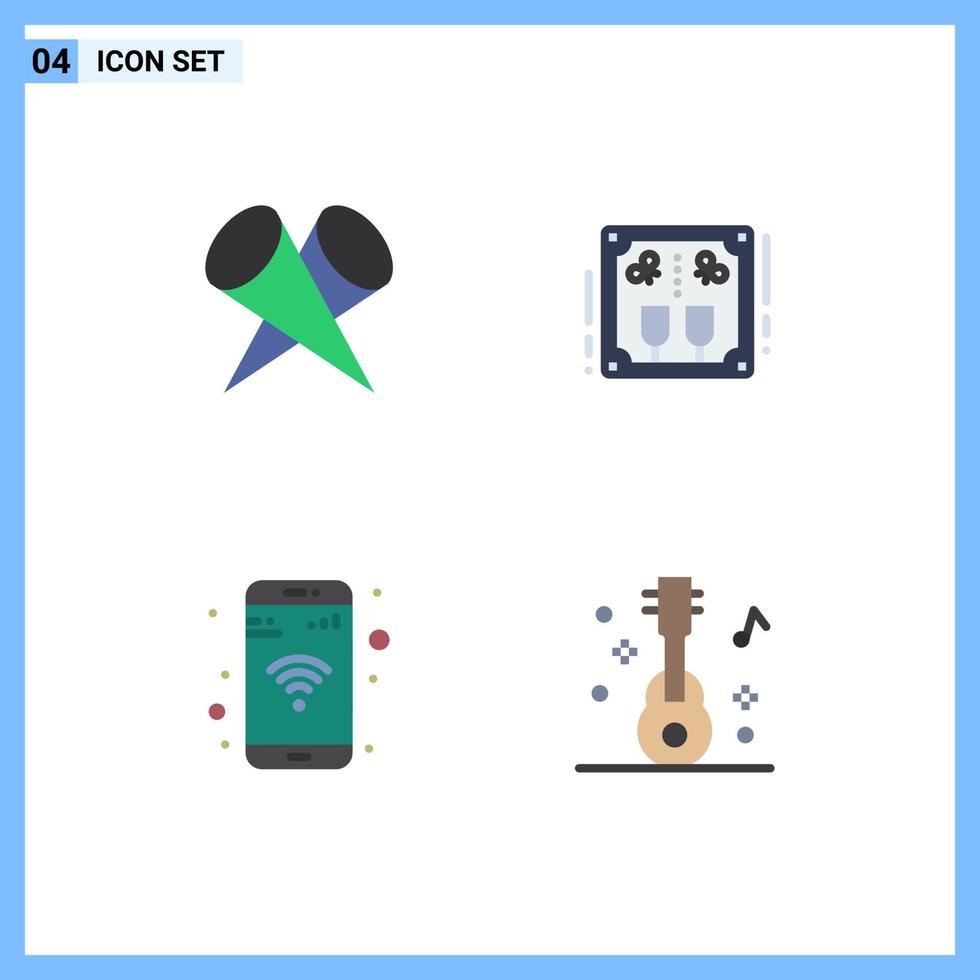Modern Set of 4 Flat Icons and symbols such as featured app top celebration phone Editable Vector Design Elements