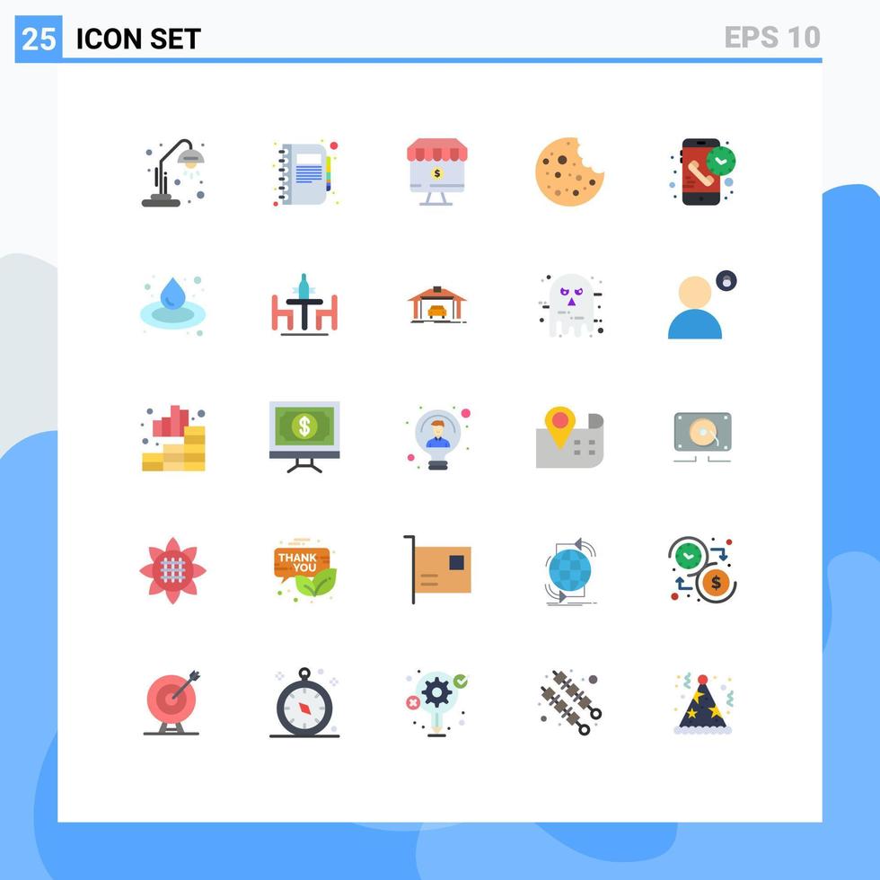 Universal Icon Symbols Group of 25 Modern Flat Colors of call sausage note food e Editable Vector Design Elements