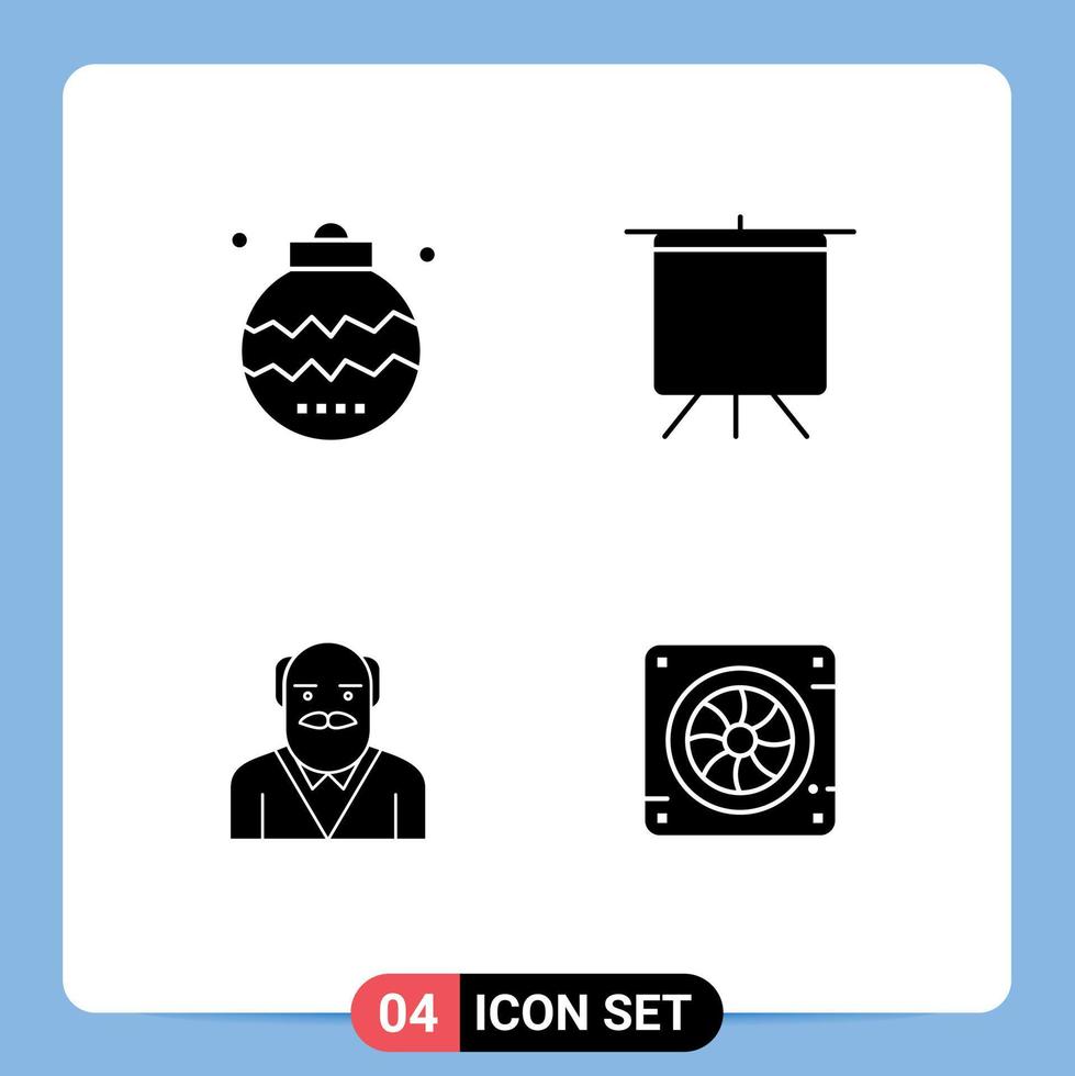 Pictogram Set of 4 Simple Solid Glyphs of celebration father holiday deck uncle Editable Vector Design Elements