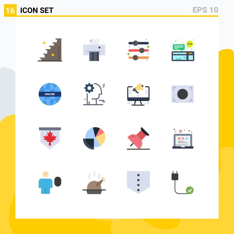 16 iconos creativos signos y símbolos modernos de global en línea en dispositivo de comunicación paquete editable de elementos creativos de diseño de vectores