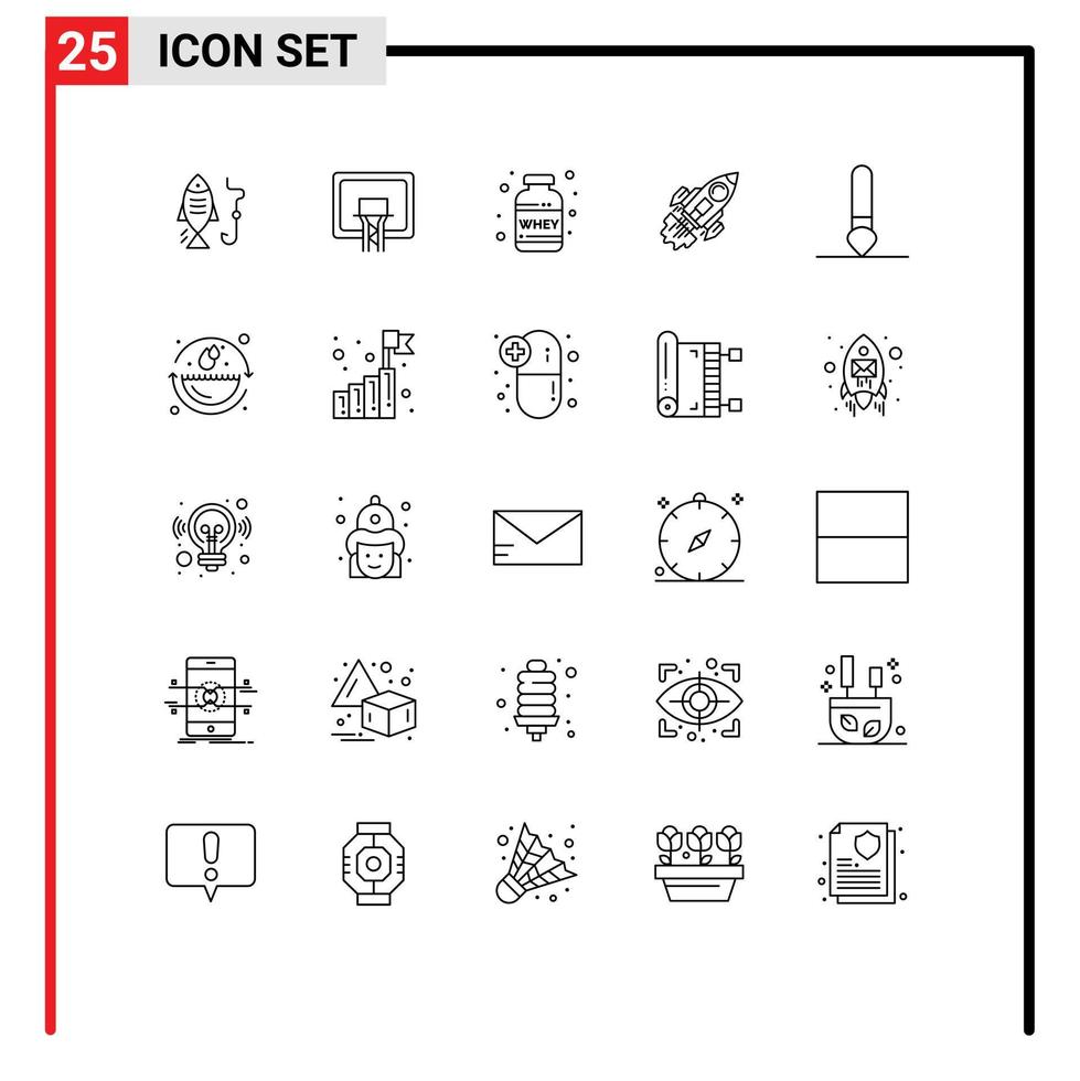 25 Creative Icons Modern Signs and Symbols of spaceship launch nutrition goal startup Editable Vector Design Elements