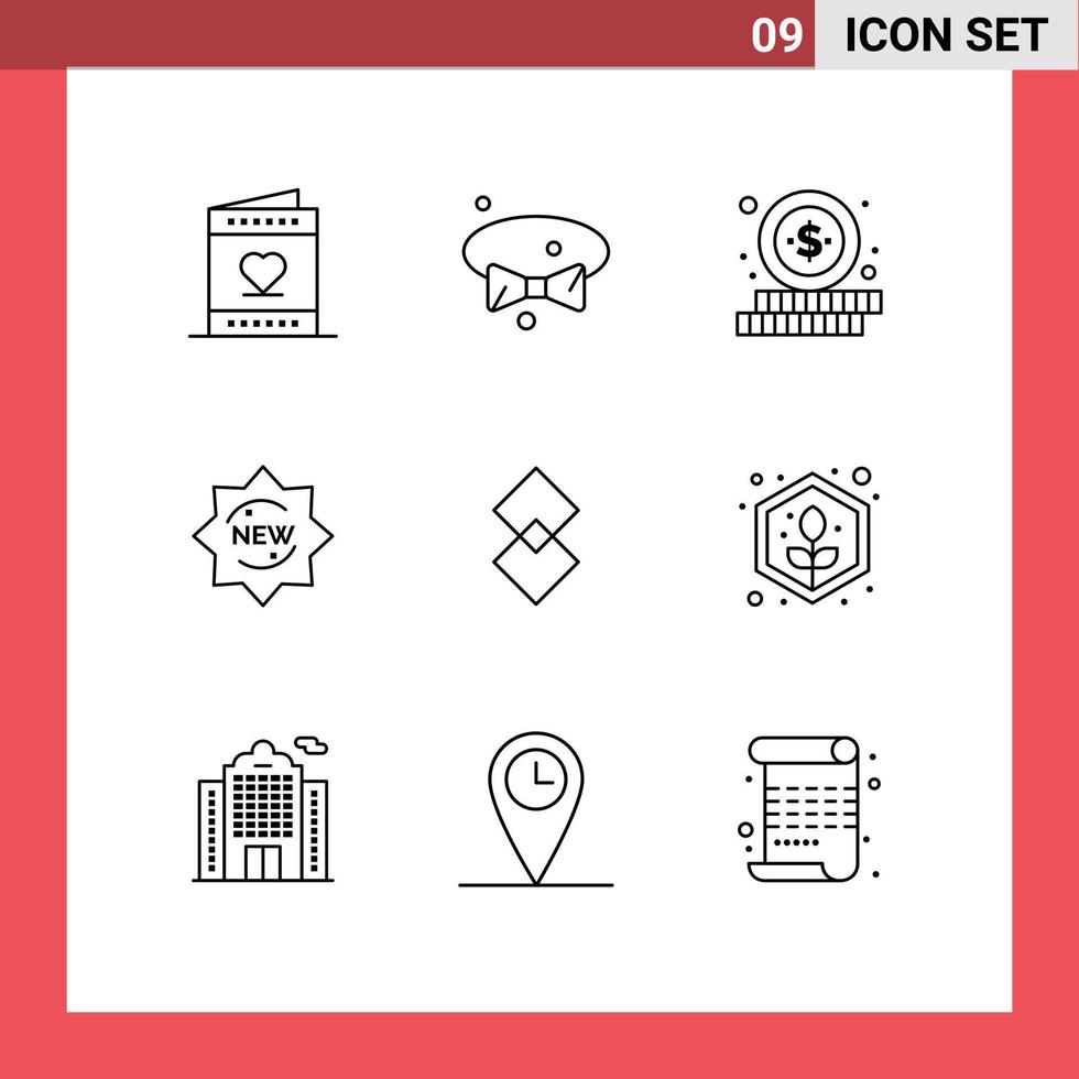 9 Outline concept for Websites Mobile and Apps coin badge wear sticker new Editable Vector Design Elements