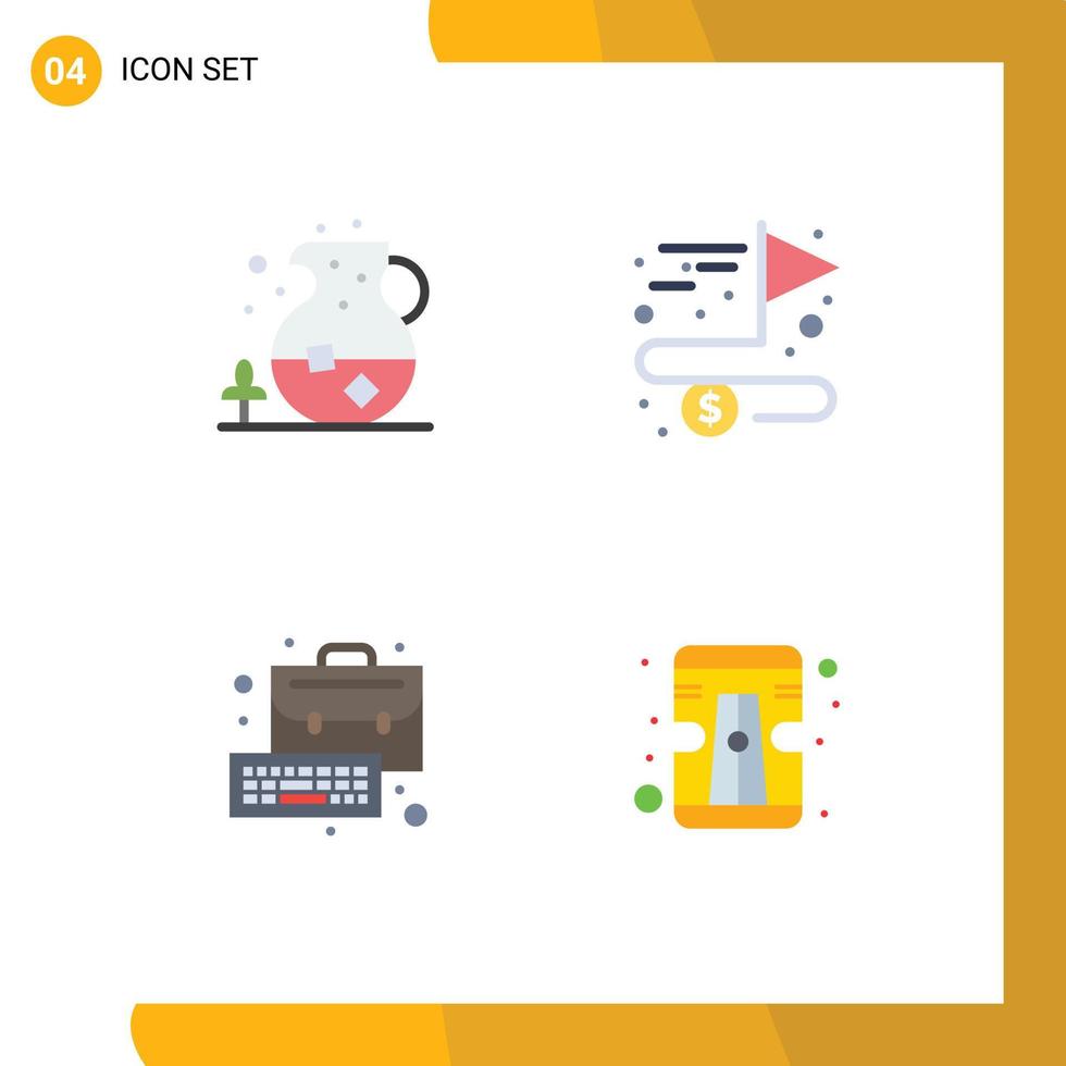 Pack of 4 creative Flat Icons of ice bag drink complete keyboard Editable Vector Design Elements