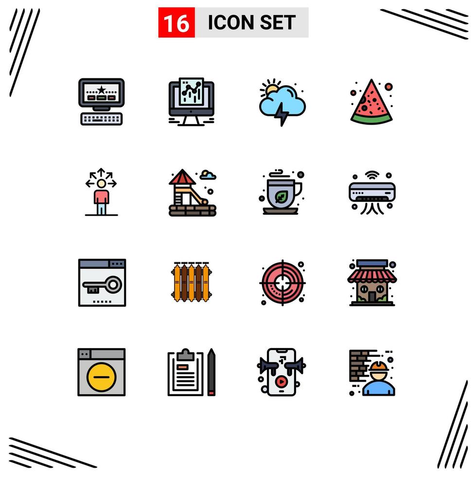 paquete de iconos de vectores de stock de 16 signos y símbolos de línea para la conexión del control deslizante habilidades climáticas pizza elementos de diseño de vectores creativos editables