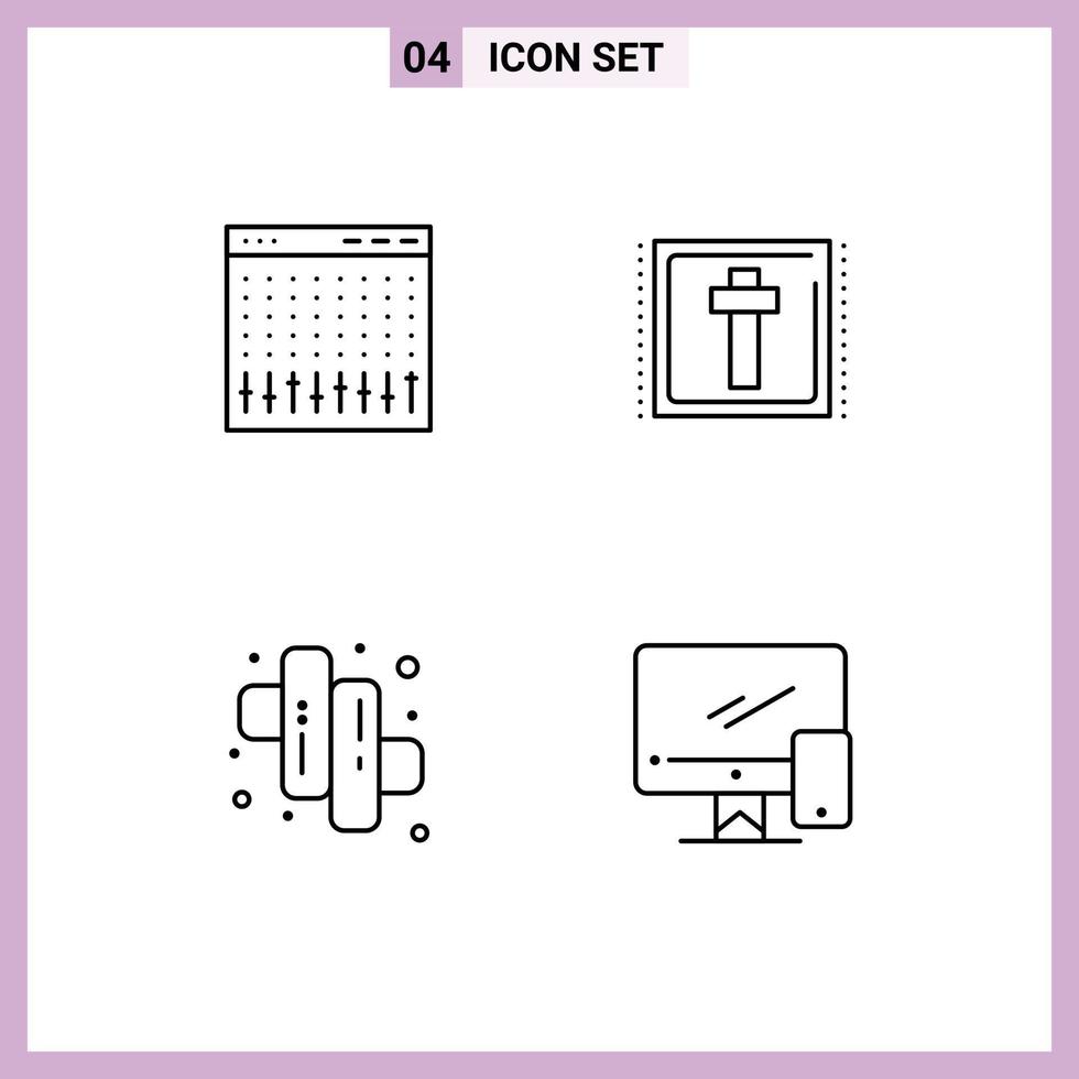 Modern Set of 4 Filledline Flat Colors and symbols such as console camping hardware easter marshmallow Editable Vector Design Elements