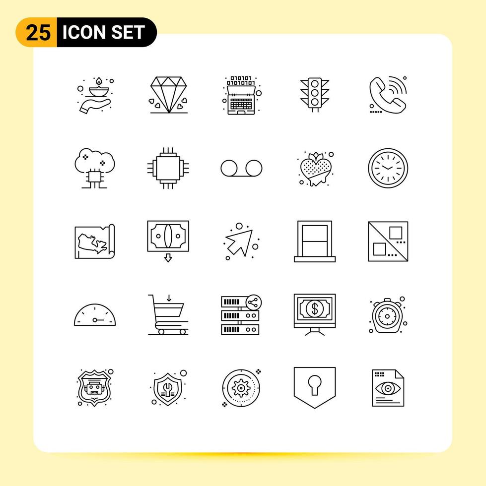 Pack of 25 Modern Lines Signs and Symbols for Web Print Media such as call light mother sign intelligence Editable Vector Design Elements