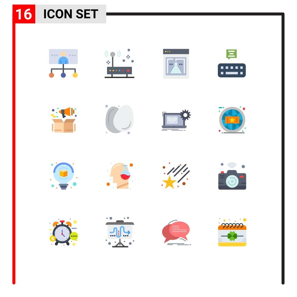 Pictogram Set of 16 Simple Flat Colors of marketing mail network chat web Editable Pack of Creative Vector Design Elements