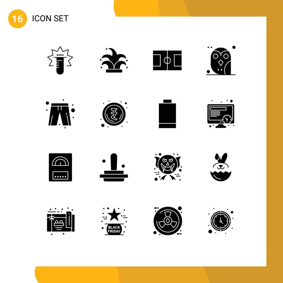 Set of 16 Modern UI Icons Symbols Signs for clothes study field owl bird Editable Vector Design Elements