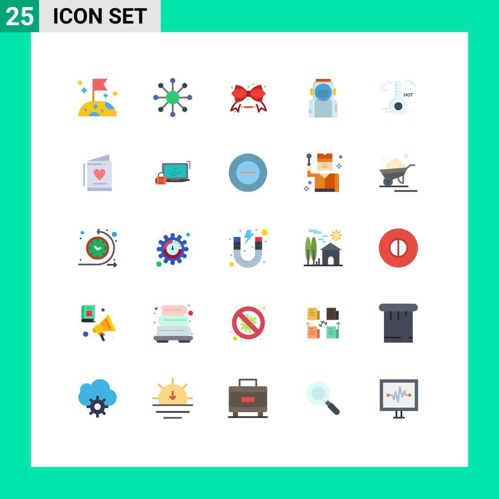 25 Flat Color concept for Websites Mobile and Apps weather temperature ribbon suit spaceman Editable Vector Design Elements