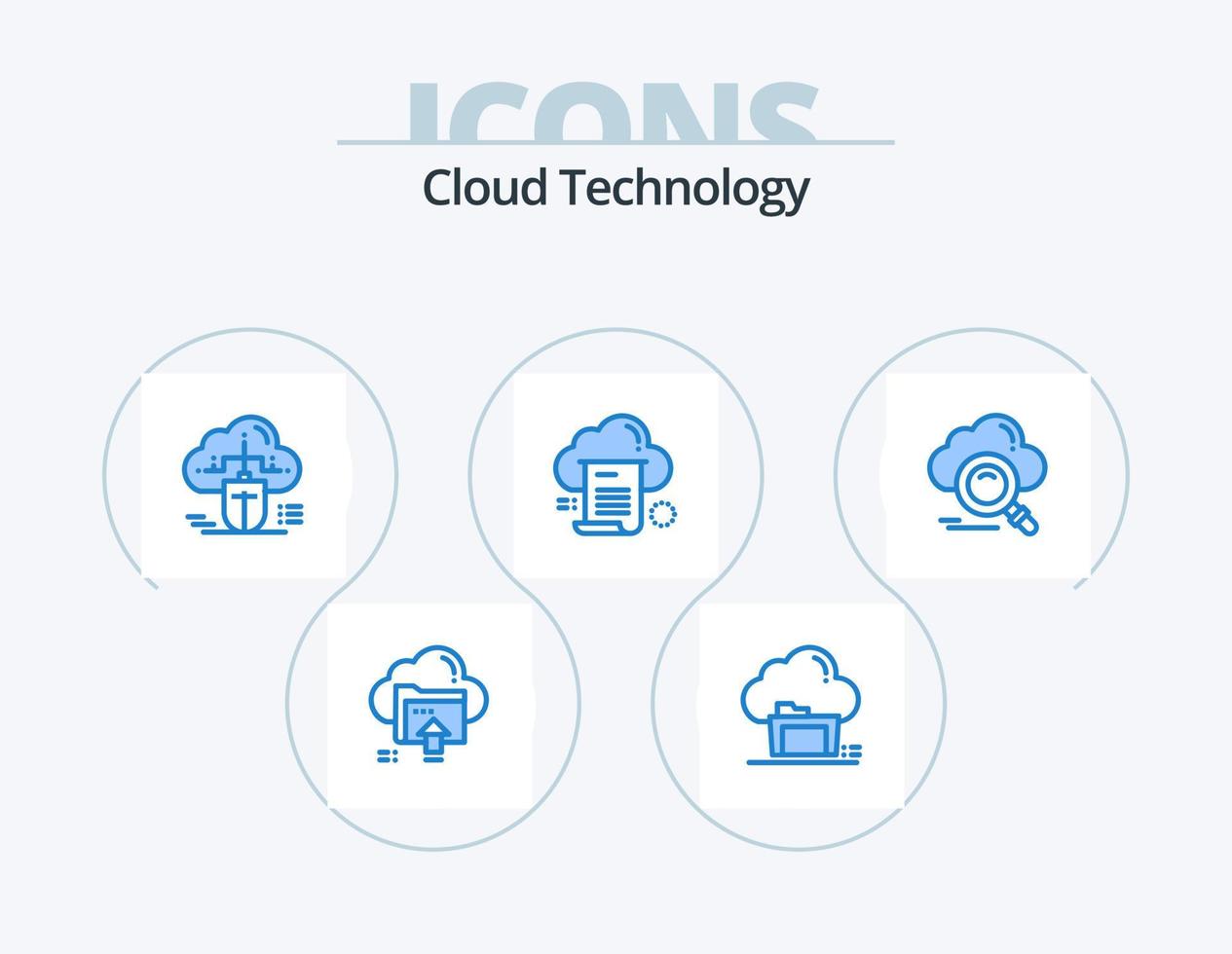 Cloud Technology Blue Icon Pack 5 Icon Design. document. file. data. data. connected vector