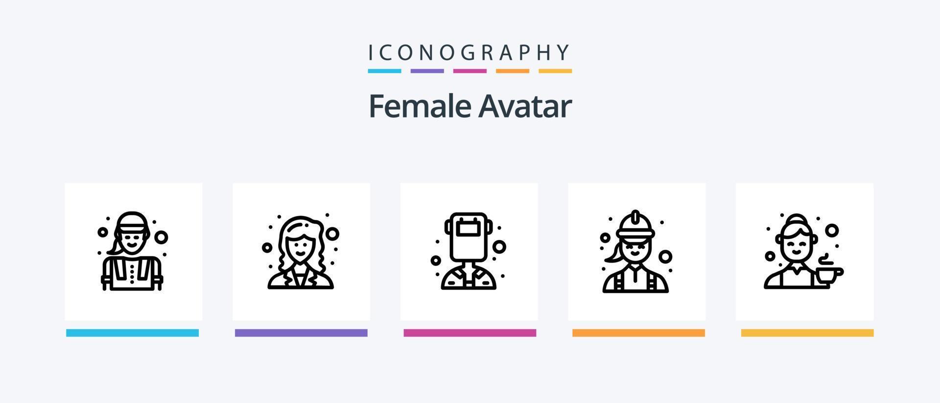 Female Avatar Line 5 Icon Pack Including female. asian. avatar. analyst. user. Creative Icons Design vector