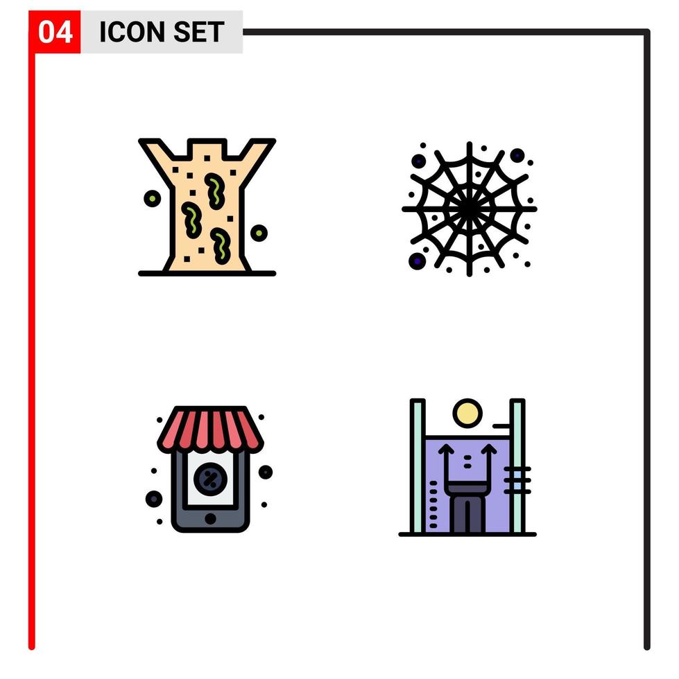 paquete de iconos vectoriales de stock de 4 signos y símbolos de línea para elementos de diseño vectorial editables de rendimiento de telaraña médica de compras de entomología vector