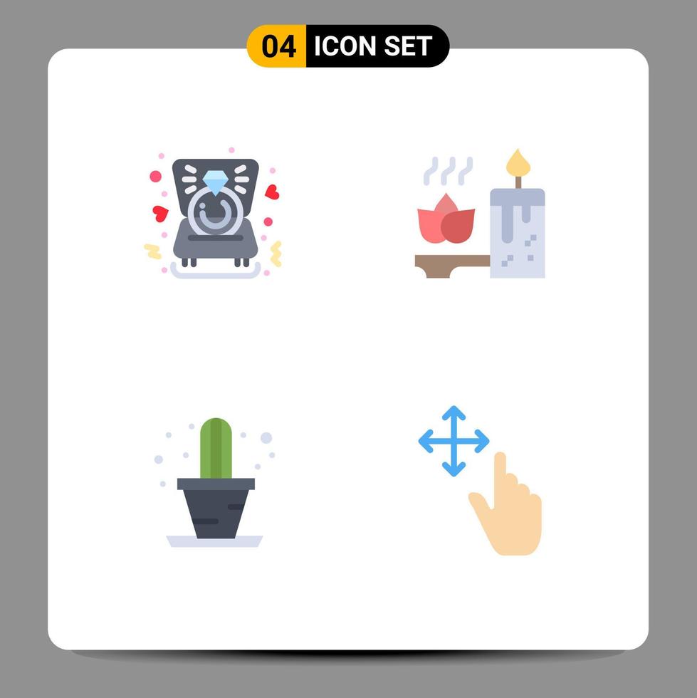 Pack of 4 creative Flat Icons of heart house wedding relaxation finger Editable Vector Design Elements