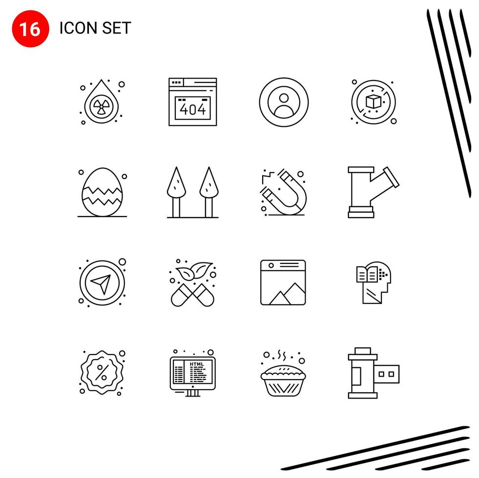 User Interface Pack of 16 Basic Outlines of spring season easter egg global box no Editable Vector Design Elements