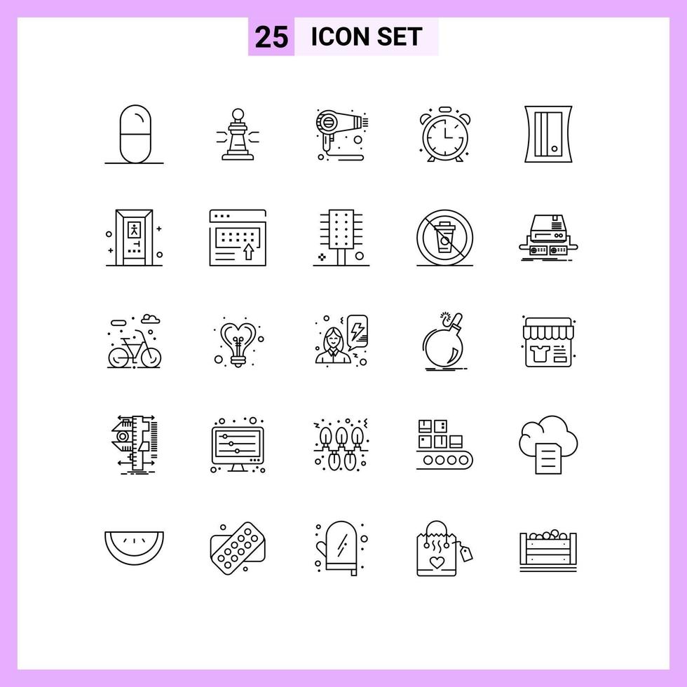 25 Universal Line Signs Symbols of education education poker clock machine Editable Vector Design Elements