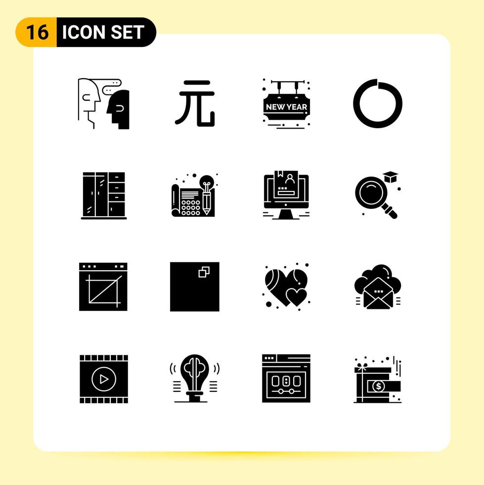 Pictogram Set of 16 Simple Solid Glyphs of creative living greetings home spring Editable Vector Design Elements