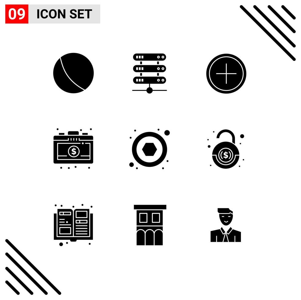 9 Creative Icons Modern Signs and Symbols of screw hardware circle investment briefcase Editable Vector Design Elements