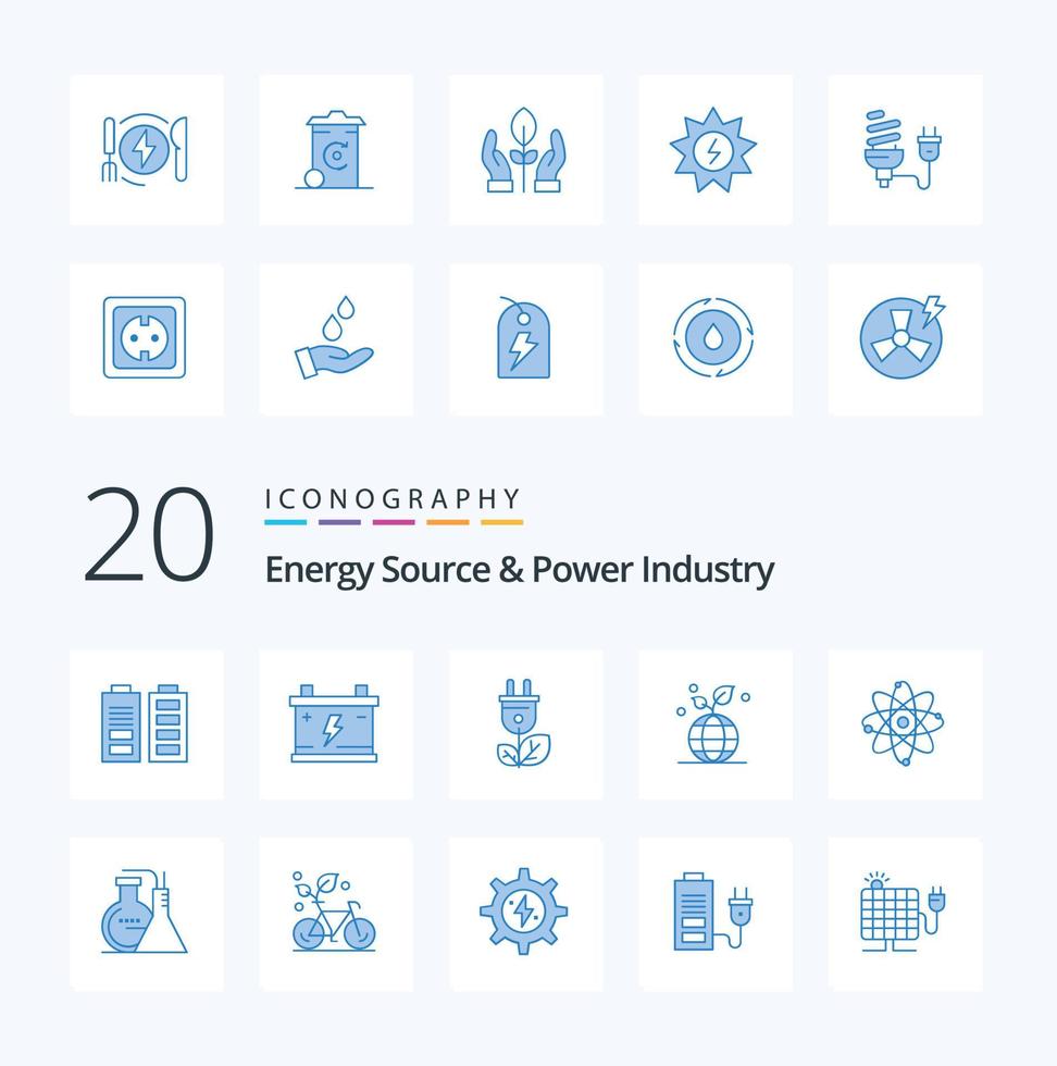 20 Energy Source And Power Industry Blue Color icon Pack like energy  globe biomass friendly growth vector