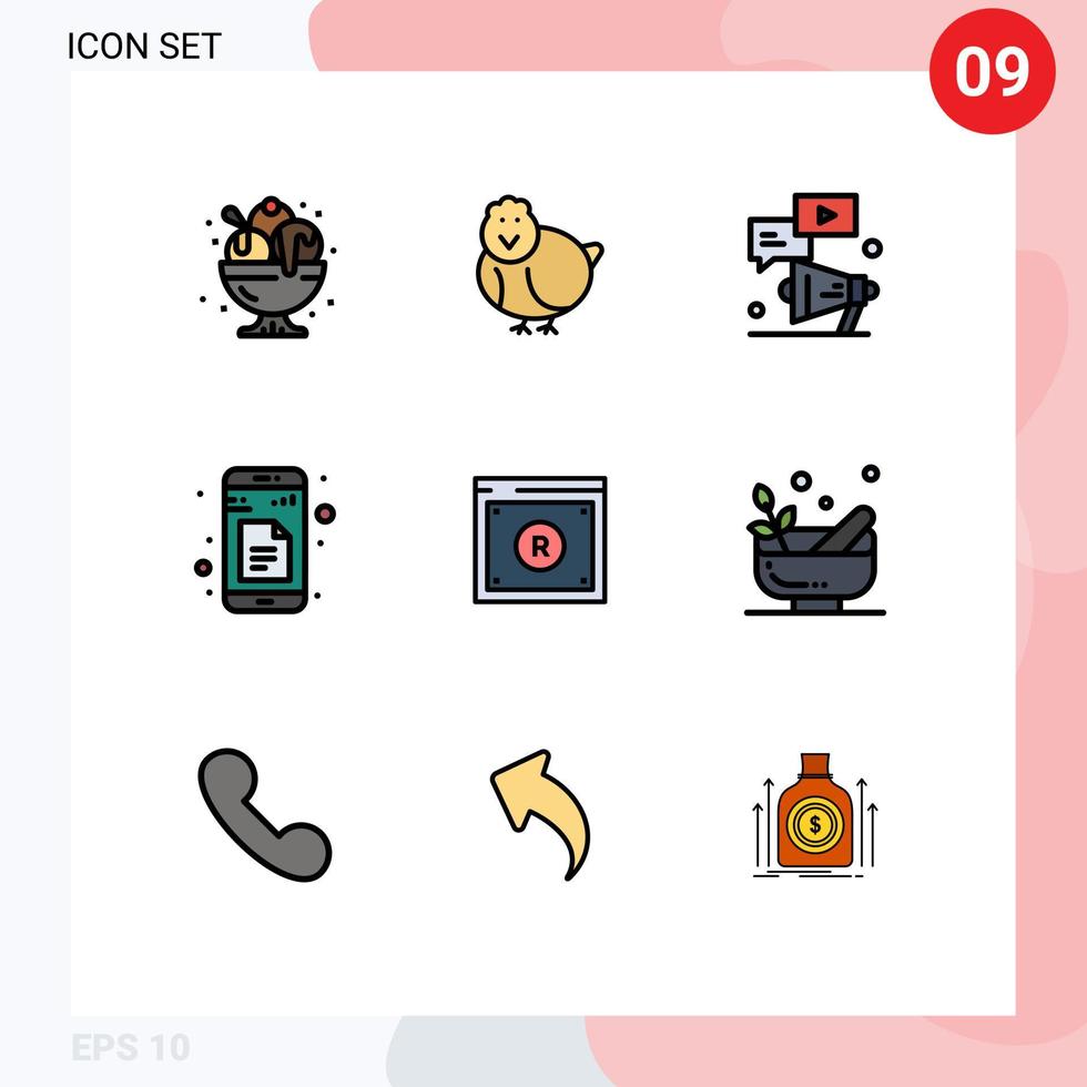 Stock Vector Icon Pack of 9 Line Signs and Symbols for app docs happy data chat Editable Vector Design Elements