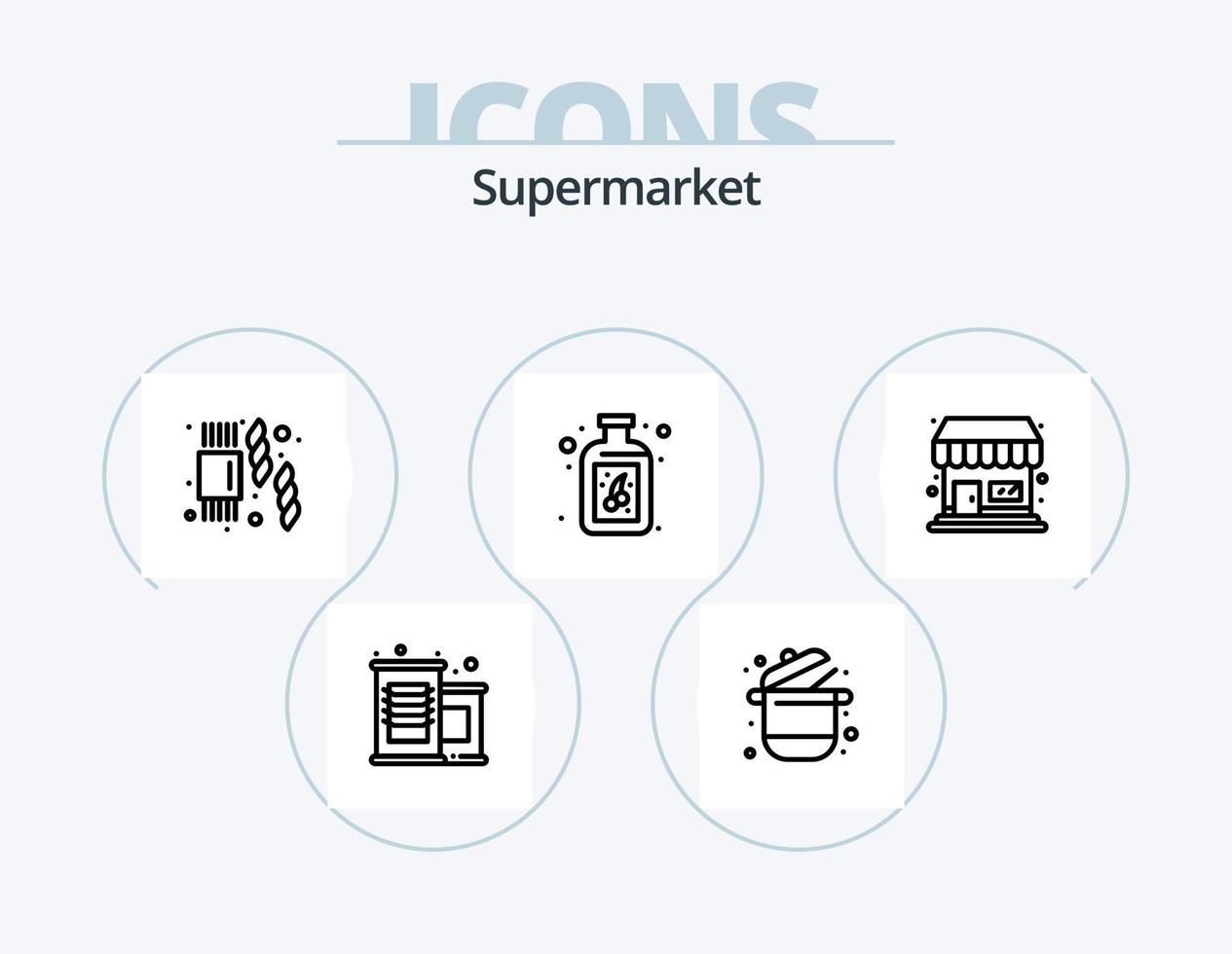 Supermarket Line Icon Pack 5 Icon Design. vegetable. shopping. breakfast. steak. beef vector