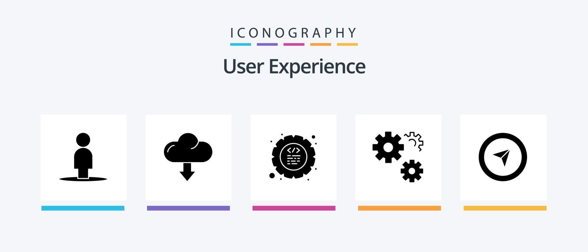 User Experience Glyph 5 Icon Pack Including service. gears . download. configuration . program. Creative Icons Design vector