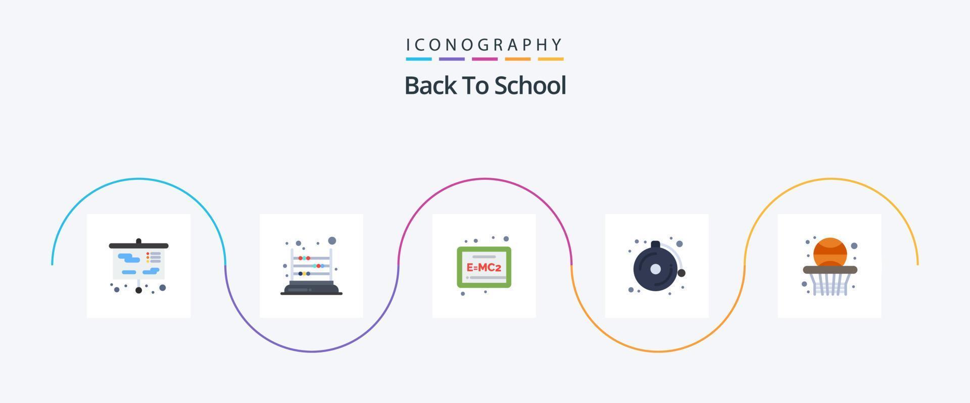 Back To School Flat 5 Icon Pack Including education. back. school. school. alarm vector