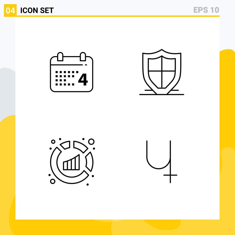 4 Line concept for Websites Mobile and Apps calender analytics american safety sales Editable Vector Design Elements
