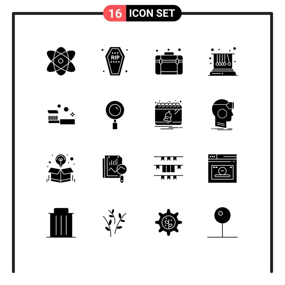 16 Universal Solid Glyphs Set for Web and Mobile Applications bath physics halloween pendulum web Editable Vector Design Elements