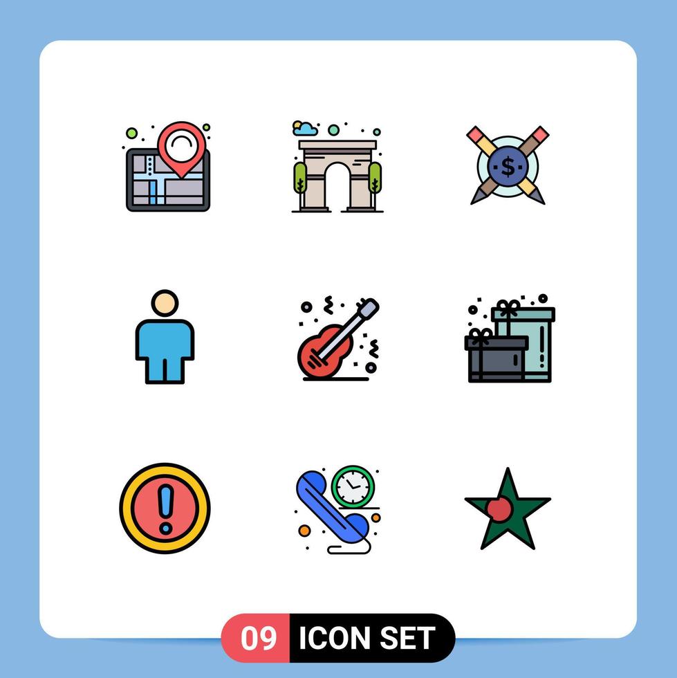 9 Creative Icons Modern Signs and Symbols of music folk paid acoustic body Editable Vector Design Elements