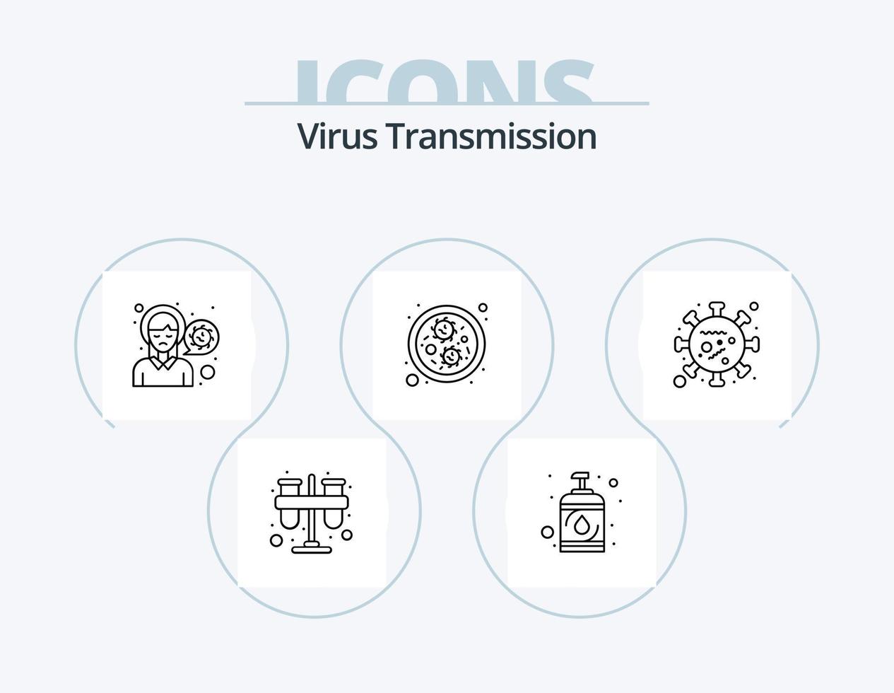 paquete de iconos de línea de transmisión de virus 5 diseño de iconos. diagnóstico. transportación. bacterias médico. ambulancia vector