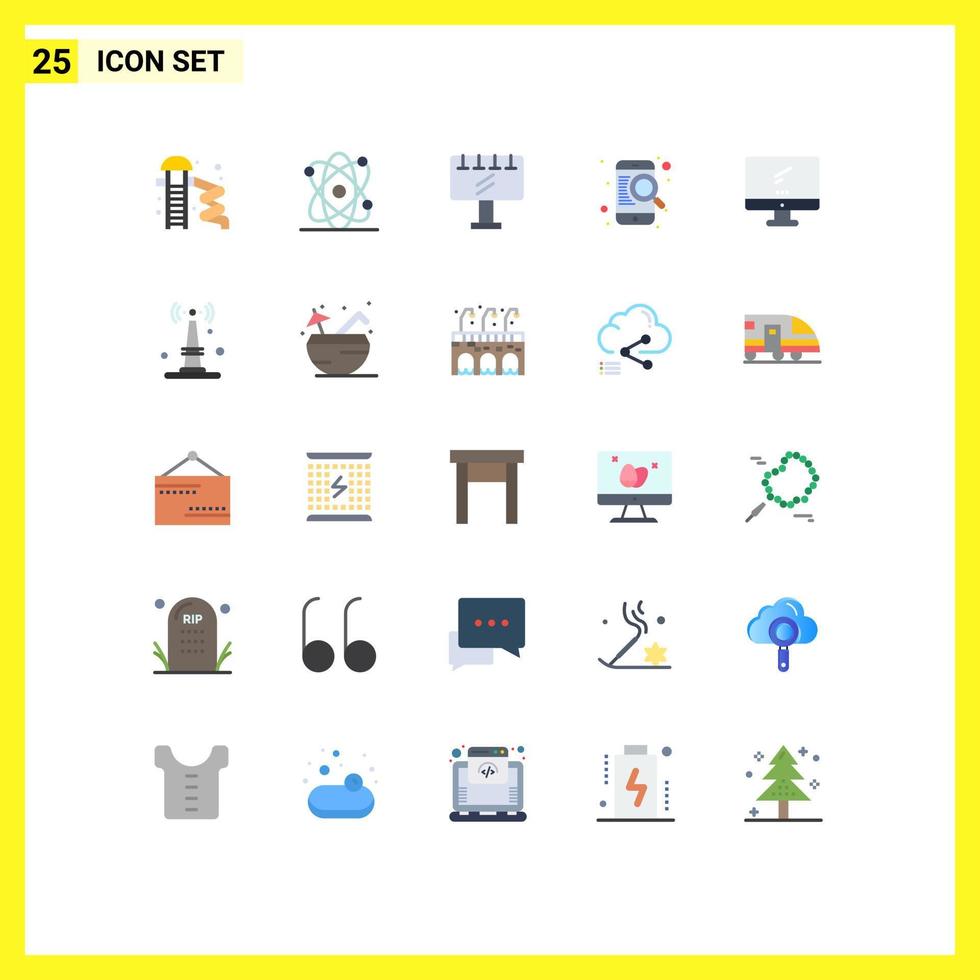 User Interface Pack of 25 Basic Flat Colors of device computer sign online mobile Editable Vector Design Elements