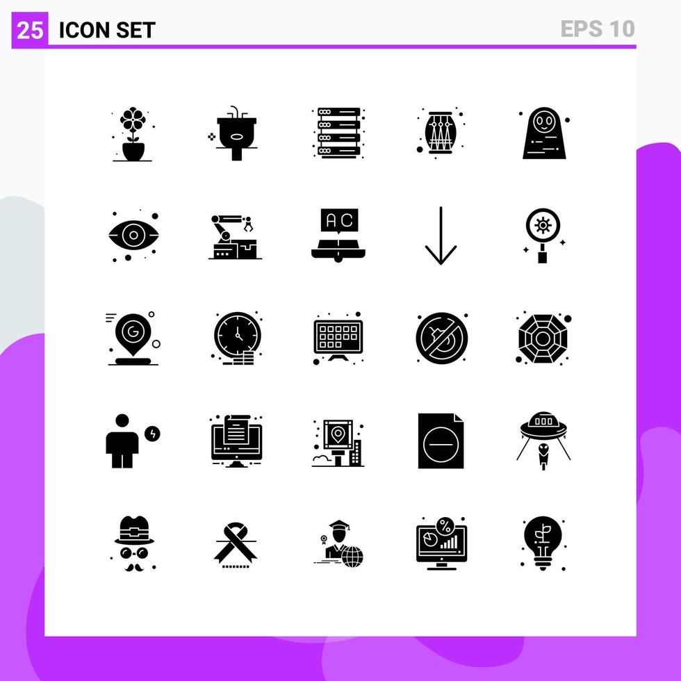 paquete de iconos de vector de stock de 25 signos y símbolos de línea para elementos de diseño de vector editable de tambor de celebración de lavado de fiesta de personaje de halloween