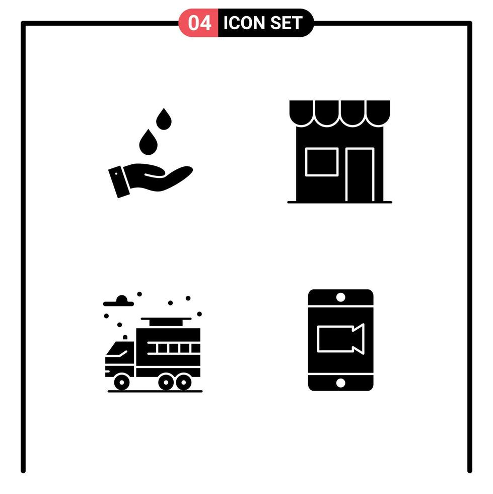 4 Creative Icons Modern Signs and Symbols of purified city power marketplace truck Editable Vector Design Elements