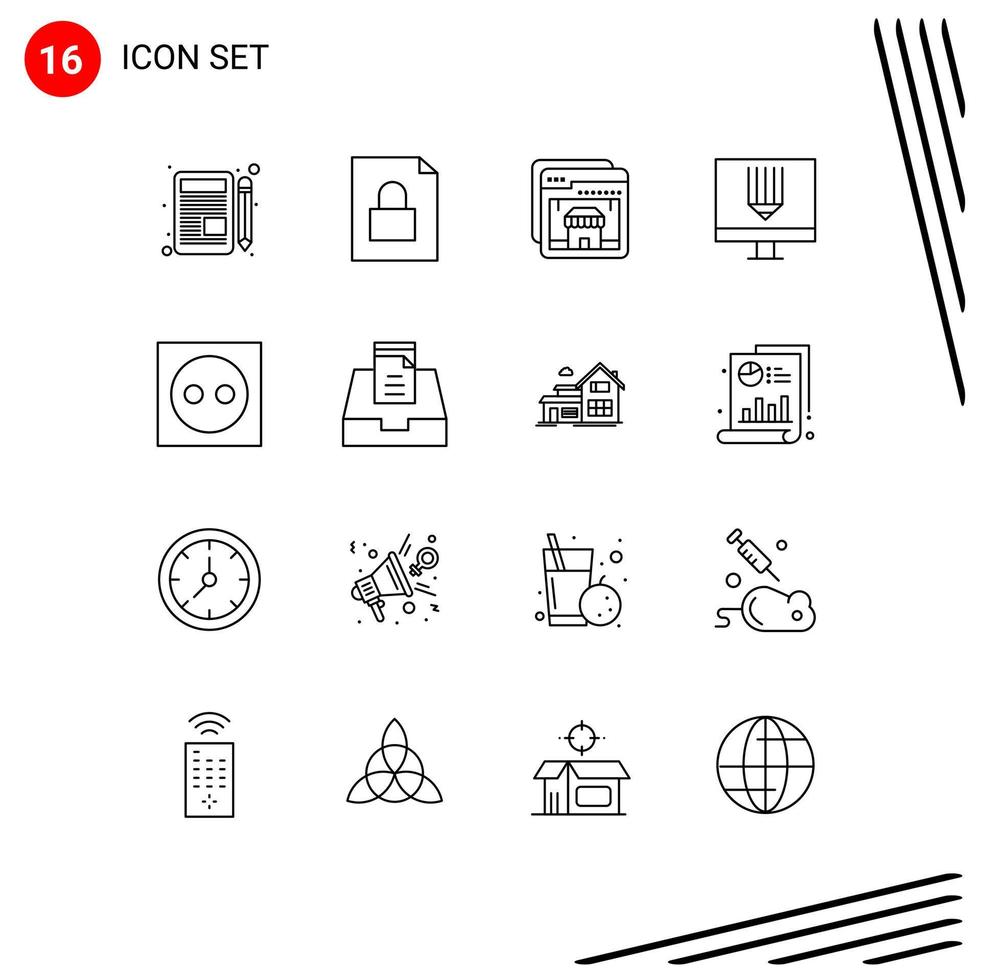 16 Thematic Vector Outlines and Editable Symbols of appliances programing online development computer Editable Vector Design Elements