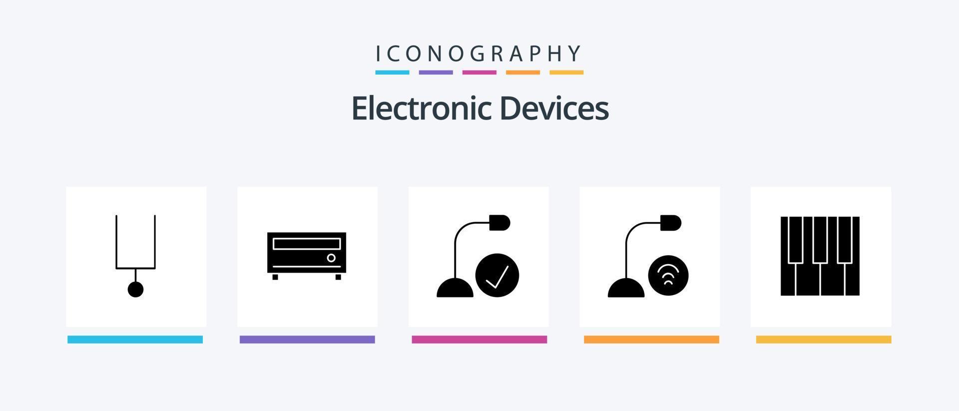 Devices Glyph 5 Icon Pack Including music. microphone. devices. hardware. devices. Creative Icons Design vector
