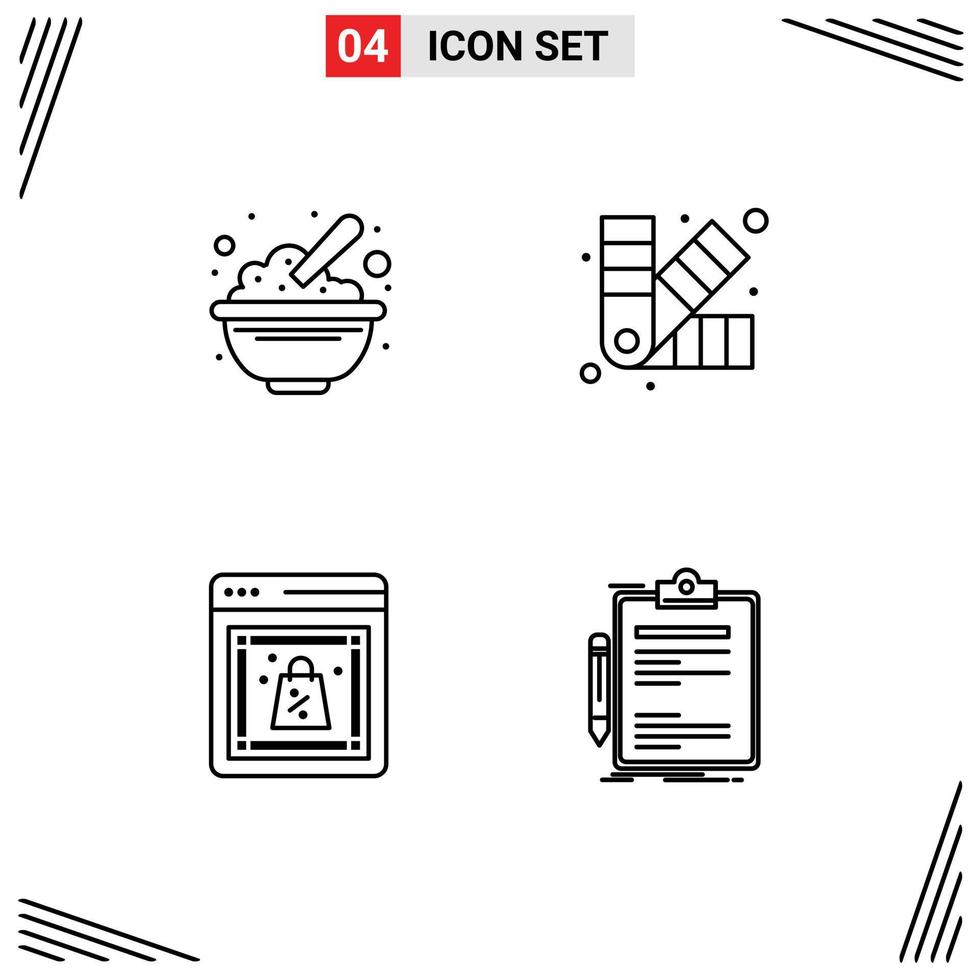 Group of 4 Filledline Flat Colors Signs and Symbols for bowl discount oats development shop Editable Vector Design Elements