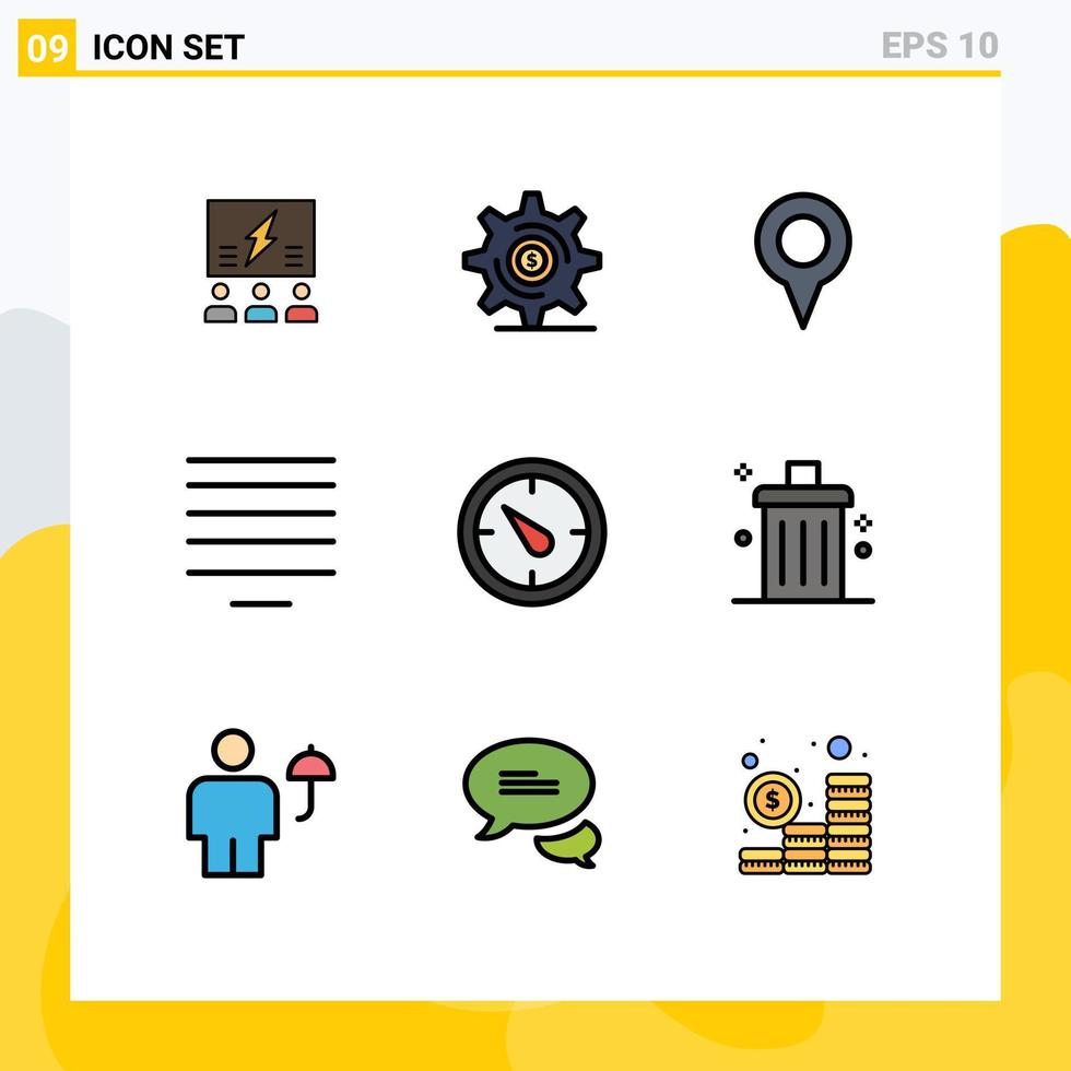 9 Creative Icons Modern Signs and Symbols of text align investment pin location Editable Vector Design Elements
