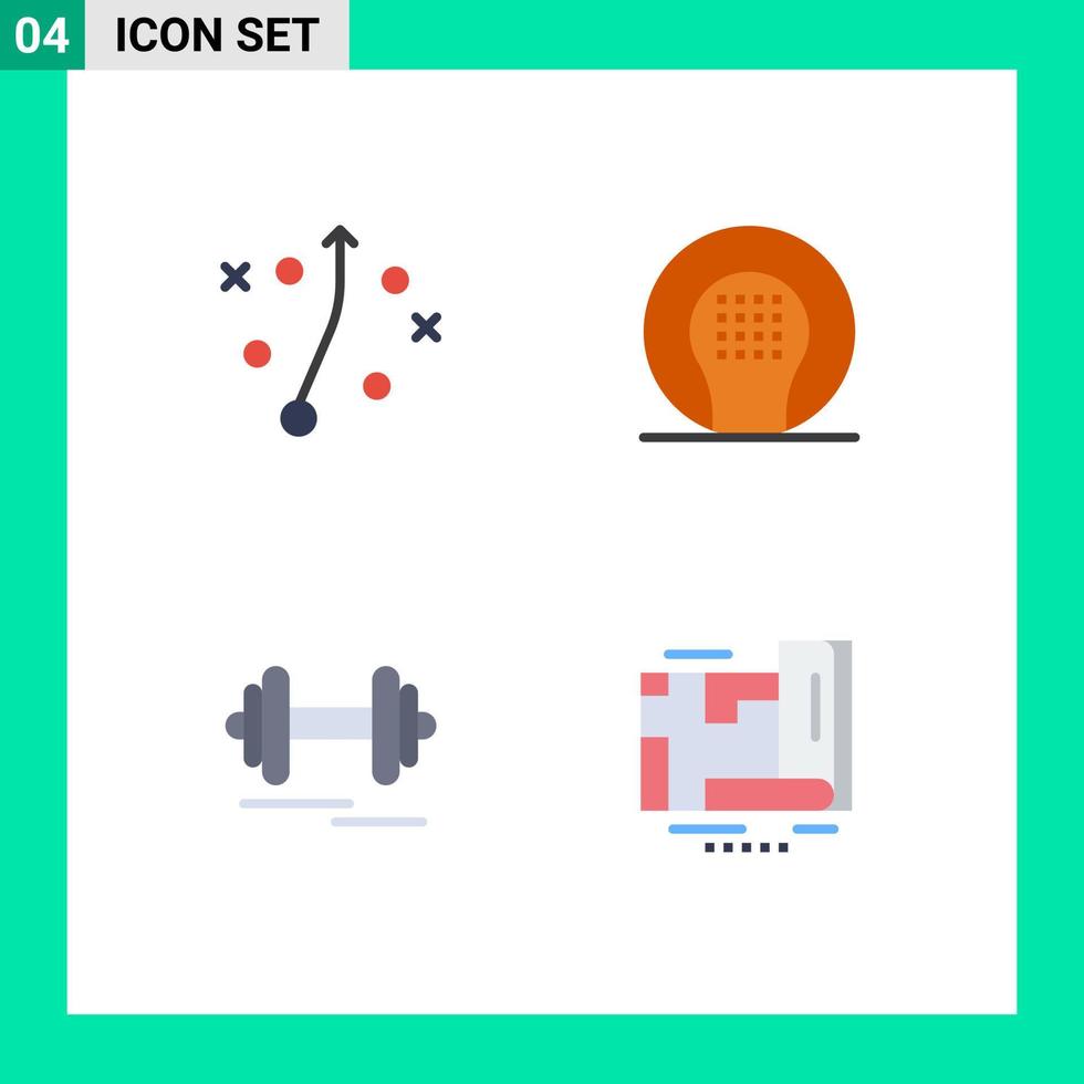 4 Universal Flat Icon Signs Symbols of management fitness activities game motivation Editable Vector Design Elements