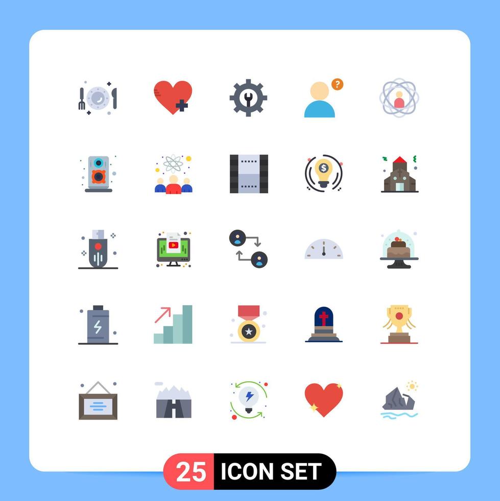 25 Thematic Vector Flat Colors and Editable Symbols of skills person gear development profile Editable Vector Design Elements