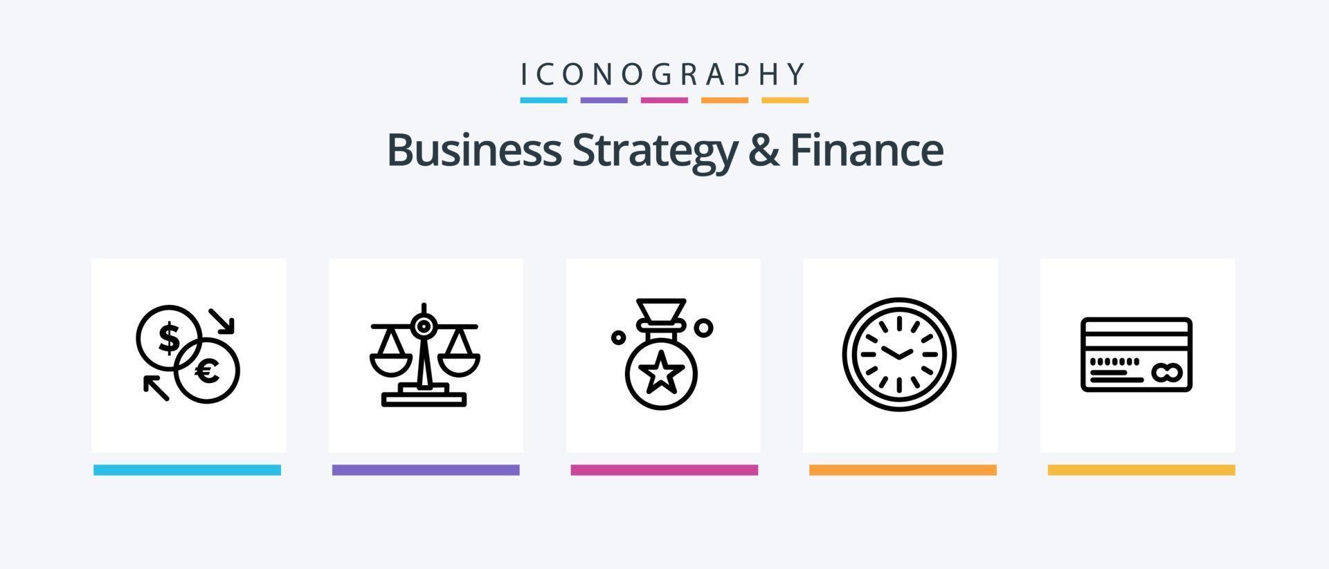 Business Strategy And Finance Line 5 Icon Pack Including gear. cog. money. note. payment. Creative Icons Design vector