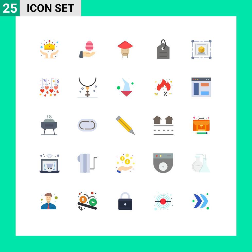 25 Creative Icons Modern Signs and Symbols of cube tag emperor price finance Editable Vector Design Elements